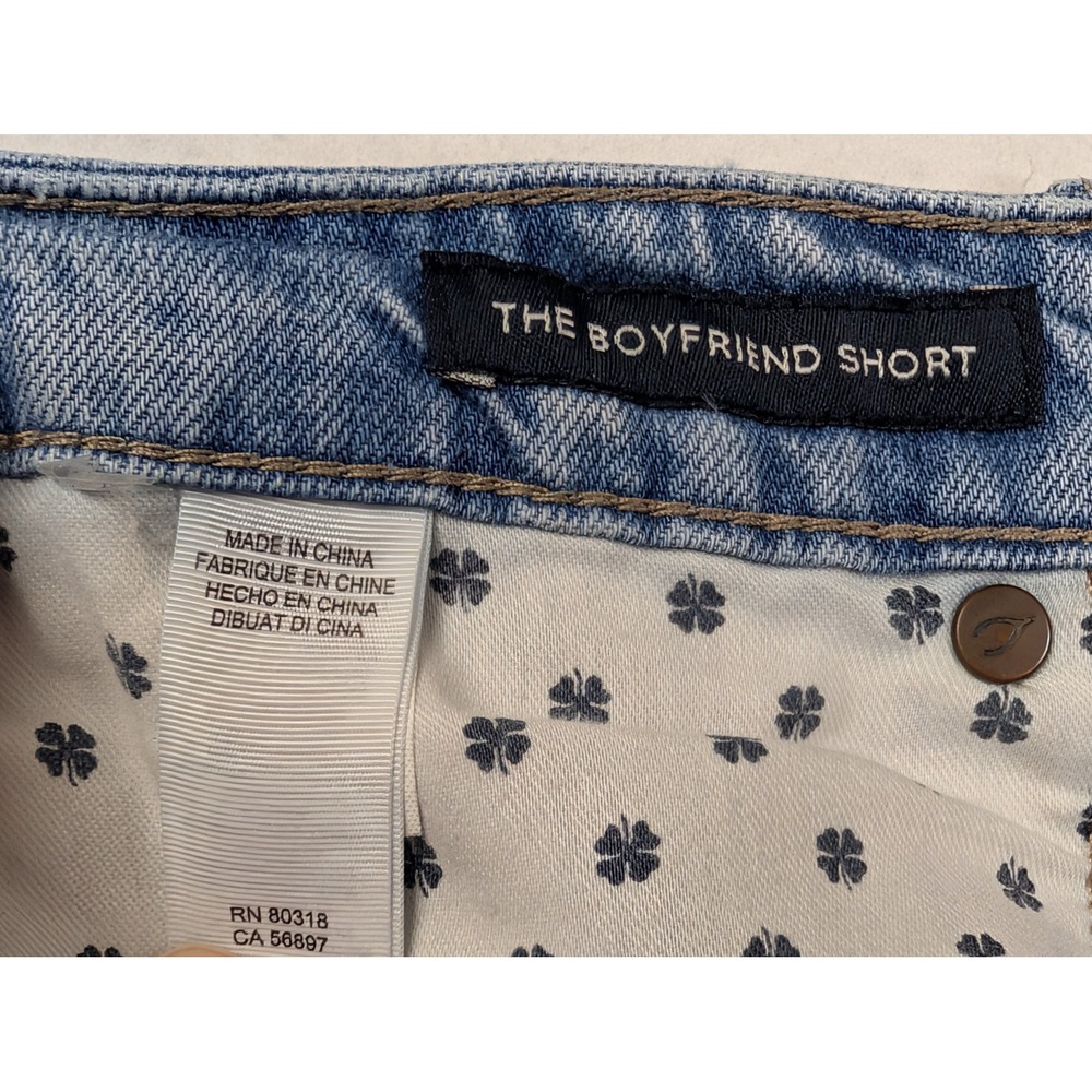 Lucky Brand Womens The Boyfriend Short 8 / 29 Distressed Denim Jeans Light Blue - Picture 4 of 10